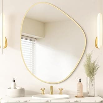 WallBeyond Asymmetrical Mirror, Irregular Wall Mirror for Bathroom, Abstract Wall Mirrors Decorative for Bedroom Living Room Entryway Hall, Mirrors for Wall Decor 28" H x 23" W, Gold