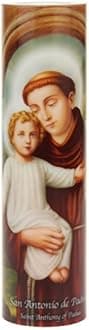 The Saints Collection St. Anthony Flickering LED Prayer Candle, Prayer in English and Spanish, Unique Religious Decoration for Prayer Alter, Mantle, or Any Room in The Home