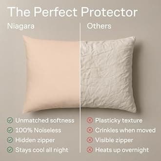Niagara 4 Pack of Pillow Protectors with Zipper, Queen Size, Effective Dust Protection, Quiet, Stay in Place Pillow Covers, Breathable Case for Pillow Lifespan Extention (20x30 Inches, Beige)
