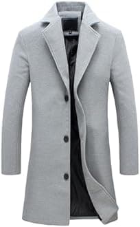 JEShifangjiusu Men'S Trench Coat Long Wool Coat Winter Classic Overcoat Top Pea Coat Casual Business Cotton Blend Jacket