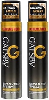 Gatsby Set & Keep Hair Spray - Extreme Hold | Quick Drying, Long Lasting Hold, No Flaking & Natural Shine | Non Sticky & Easy Wash Off | Styling Hair Spray | 250ml (Pack of 2)