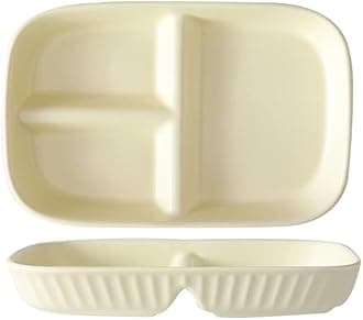 Porcelain Diet Dinner 3 Compartment Plate, Portion Control Plates, Divided Dinner Plates for Adults