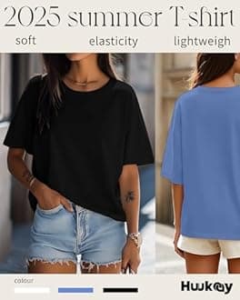 Huukeay 3 Pcs Womens Half Sleeve Top Elbow Length T Shirt Women Round Neck Basic T Shirt Summer Casual Blouses