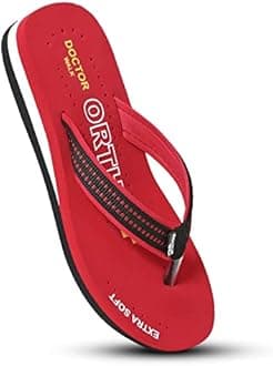 Doctor Walk Extra Soft Ortho Slippers for Women (WDW-018-Red-05) Red 5 Kids UK