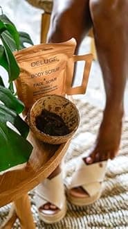 Organic Coffee Body Scrub, Tightens, Tones, Reduces Cellulite 100% Natural 10 Oz By Deluge New Packaging By Deluge