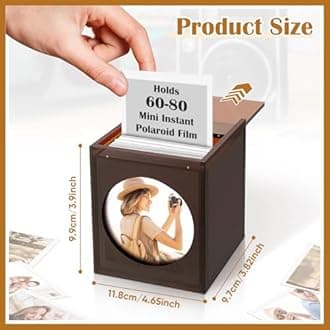Acrylic Polaroid Picture Frame and Photo Storage Box with Magnetic Sliding Cover for Instax Mini Polaroid Film, 4.2’’x3.5’’ Instax Frame, Picture Frame,Wedding Guest Book Alternative for Reception