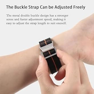 Nizonlaie Watch Strap Nylon Elastic Troops Parachuder Military Watch Straps 18 mm 20 mm 22 mm Hook and Loop Premium Striped Fabric Nylon Replacement Watch Strap for Men Women