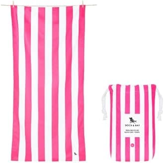 Dock & Bay Beach Towel - Quick Dry, Sand Free - Compact, Lightweight - 100% Recycled - Includes Bag - Cabana - Phi Phi Pink - Extra Large (200x90cm, 78x35")