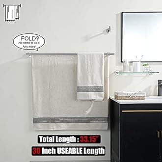 JQK Double Bath Towel Bar, 33 Inch 304 Stainless Steel Thicken 0.8mm Towel Rack for Bathroom, Towel Holder Polished Chrome Wall Mount, Useable Length 30 Inch, TB100L30-CH