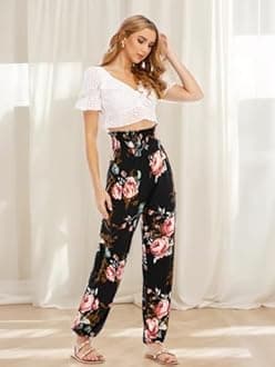 QIANXIZHAN womens Boho Palazzo Slacks