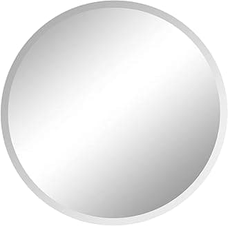 Fab Glass and Mirror Round 1" Bevel Edge Frameless Wall-Mounted Mirrors for Bedroom, Bathroom, Living Room, Vanity, Entryways, 42" x 42", Silver