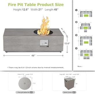 48" Propane Fire Pit for Backyard with Round Burner - 50,000 BTU Fire Pit Table with Lid, Rocks, Cover & Tank Storage - Outdoor Gas Fireplace for Patio and Deck (Grey, 48" Standard)