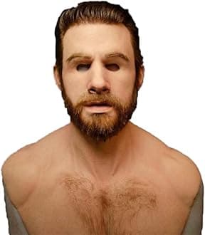 Handsome Young Man Realistic Mask Realistic Cosplay Latex Props Latex Face Cover for Cosplay Halloween Handmade Costumes, White