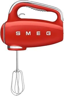 SMEG HMF01 9-Speed Retro Hand Mixer – 220W Motor, Smooth Start, Turbo Function, LED Timer Display, Stainless Steel Whisks, Beaters & Dough Hooks, Premium Die-Cast Aluminum Body