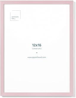 Opposite Wall - 12x16 in - Real Wood Pink Picture Frame - Lightweight, Versatile & Shatterproof - Wall Hanging & Tabletop Photo Frame - Office, Gallery & Home Decor