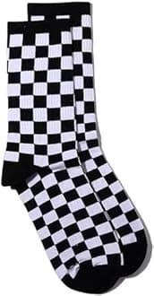 1Pair Fashion Harajuku Trends Checkerboard Socks Geometric Checkered Socks Hip Hop Cotton Unisex Print Skateboard Soks Easy to Wear, Novelty and More, Girls' Clothing