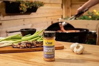 Bundle of Lodge 10.5 Inch Cast Iron Pre-Seasoned Square Grill Pan + Lodge Sear Blend 6.4oz (4 Pack) - Tennessee Smoke