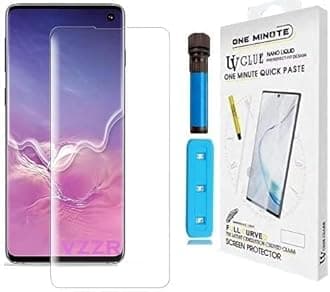 Crixus® Tempered Glass for Samsung Galaxy S10 Plus Fully curved edge to edge UV screen protector (One Minute Quick Fix paste)
