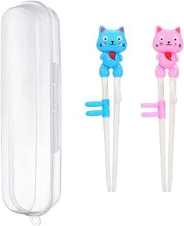 2 Pairs Kids Chopsticks - Cute Animal Cartoon Design, Plastic Training Chopsticks for Kids, Chopstick Helper/Trainer, by Bolonie