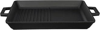 Lava ECO Enameled Cast Iron 10 x 12-1/2 inch Combination Grill and Griddle Pan,Slate Black