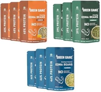 Green Gainz Roasted Edamame Assorted (Sea Salt, Masala,Cheese) (9 packs - 100gm Each) | 100% Veg High Protein Snack | No Added Sugar | Non-GMO | Rich in Fiber | No Gluten