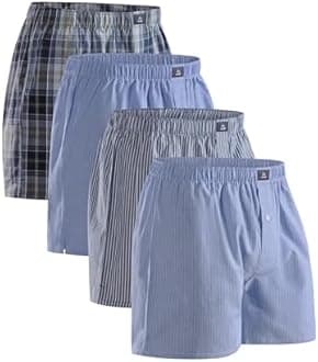 DANISH ENDURANCE Men's 100% Cotton Woven Boxers (4 & 6-Pack) – Loose Fit, Breathable & Lightweight Comfort