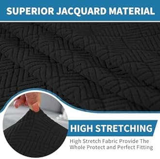 YEMYHOM Stretch Individual Cushion Covers Sofa Seat Cushion Slipcovers Soft Couch Cover Replacement Diamond Pattern Furniture Protector with Elastic Bottom (3 Pc Cushion Cover, Diamond Black)