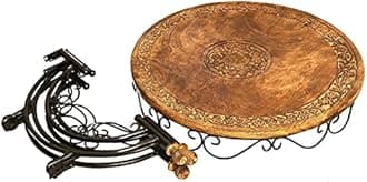 Wooden & Wrought Iron Outdoor Set (4 Chairs + 1 Folding Table) Folding Table with 4 Chair Set (Style- 5)