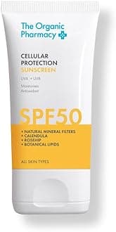 The Organic Pharmacy Cellular Protection Face Sunscreen SPF 50, 40ml - Broad Spectrum Protection, Moisturise, With Natural Mineral Filters, Calendula, Rosehip, Organic 17.6%, Natural 83.1%