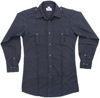 First Class 100% Polyester Long Sleeve Men's Uniform Shirt Navy Blue