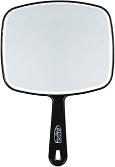 ForPro Professional Collection Premium Hand Mirror with Handle, 6.3" W x 9.6" L, Multi-Purpose Handheld Mirror with Distortion-Free Reflection, Black