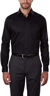 Van Heusen Men's Dress Shirts Regular Fit Lux Sateen Stretch Solid