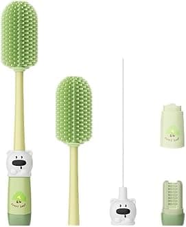 Bestidy Electric Baby Bottle Cleaner Kit for Travel- Rechargeable 360° Rotation Electric Baby Bottle Brush with Replaceable /Straw Brush, 2-Speed Modes, 50ml Lotion Bottle & Storage Bag, Green