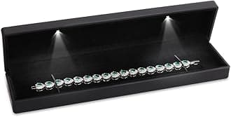 iSuperb LED Light Black Necklace Chain Bracelet Display Case Jewelry Storage Gift Box