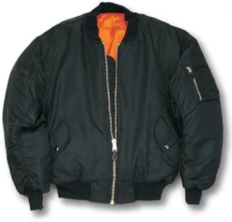 MA1 BOMBER JACKET WITH HEAVY BRASS ZIP (M, BLACK)