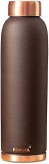 Borosil 1 Litre Brown Copper Bottle, BPA Free & Leakproof, For Home, School, Office & Travel