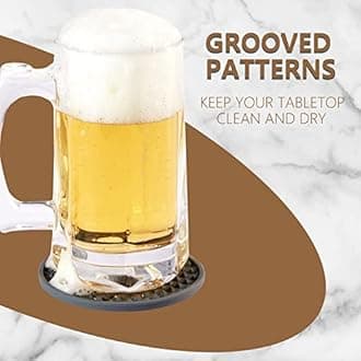 Coga Silicone Coasters Set of 8 - Square, Grey, Heat Resistant, Non-Slip, Dishwasher Safe, Perfect for Any Table Type