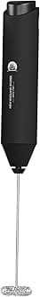 Powerful Milk Frother Wand - Mini Handheld Milk Frother with Stainless Steel Whisk - Battery-Powered Drink Mixer for Coffee, Lattes, Cappuccinos, Matcha - Coffee Enthusiasts Gift - Black
