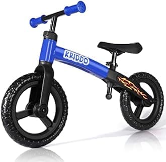 KRIDDO Toddler Balance Bike 2 Year Old, Age 24 Months to 5 Years Old, Early Learning Interactive Push Bicycle with Steady Balancing, Gift Bike for 2-5 Boys Girls, Flame Blue