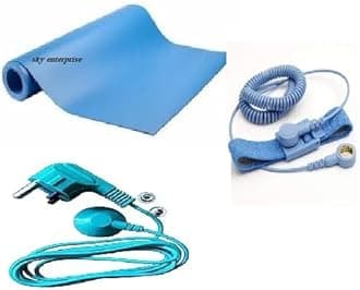 Sky-Zero Volt Therapy kit Grounding Mat Pad Earthing Sheet With 3 pin Plug & Grounding Wrist Band for Grounding Human body volatge (SIZE) (2X4 FT)