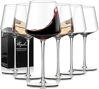 Physkoa 6-Pack 15oz Crystal Wine Glasses, Modern Square Stemware, Perfect for Home, Birthdays, Weddings, Cold Drinks