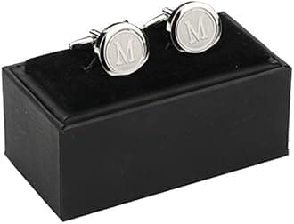 Dannyshi Mens Classic Stainless Steel Initial Cufflinks 26 Alphabet Initial Letter Cufflinks Business Shirts A-Z (V)