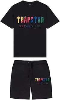 Trapstar Letters Printed Casual Sportswear Suit, Men and Women T-Shirt + Shorts + Hat 3 Piece, Loose Jogging Short Sleeve Tracksuits (Color : G1, Size : X-Large)