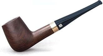 MUXIANG Ebony Wooden Pipe - Straight Tobacco Pipe with 9mm Filter and 10 Pipe Cleaning Tools