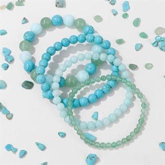 4pcs Beaded Bracelets for Women,Natural Healing Crystal Gemstones Bracelet,Anxiety Stress Relief Bracelet Handmade purple Jewelry Gifts for Women