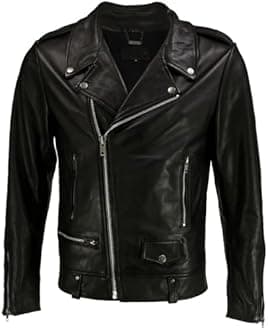 DECIMAL Men's Black Genuine Lambskin Leather Biker Jacket VINTAGE REAL BROWN MOTORCYCLE JACKETS FOR MEN
