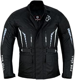 FOXKULL Motorcycle Jacket for Men Adventure/Touring with Cordura Textile Fabric for Motorbike Riding Protection Armor