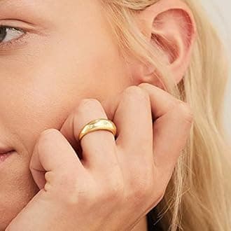 AllenCOCO Chunky Gold Plated Rings for Women - Trendy Cubic Zirconia 14k Gold Filled Stackable Rings, 10 inchs, Metal Gemstone, Cubic Zirconia