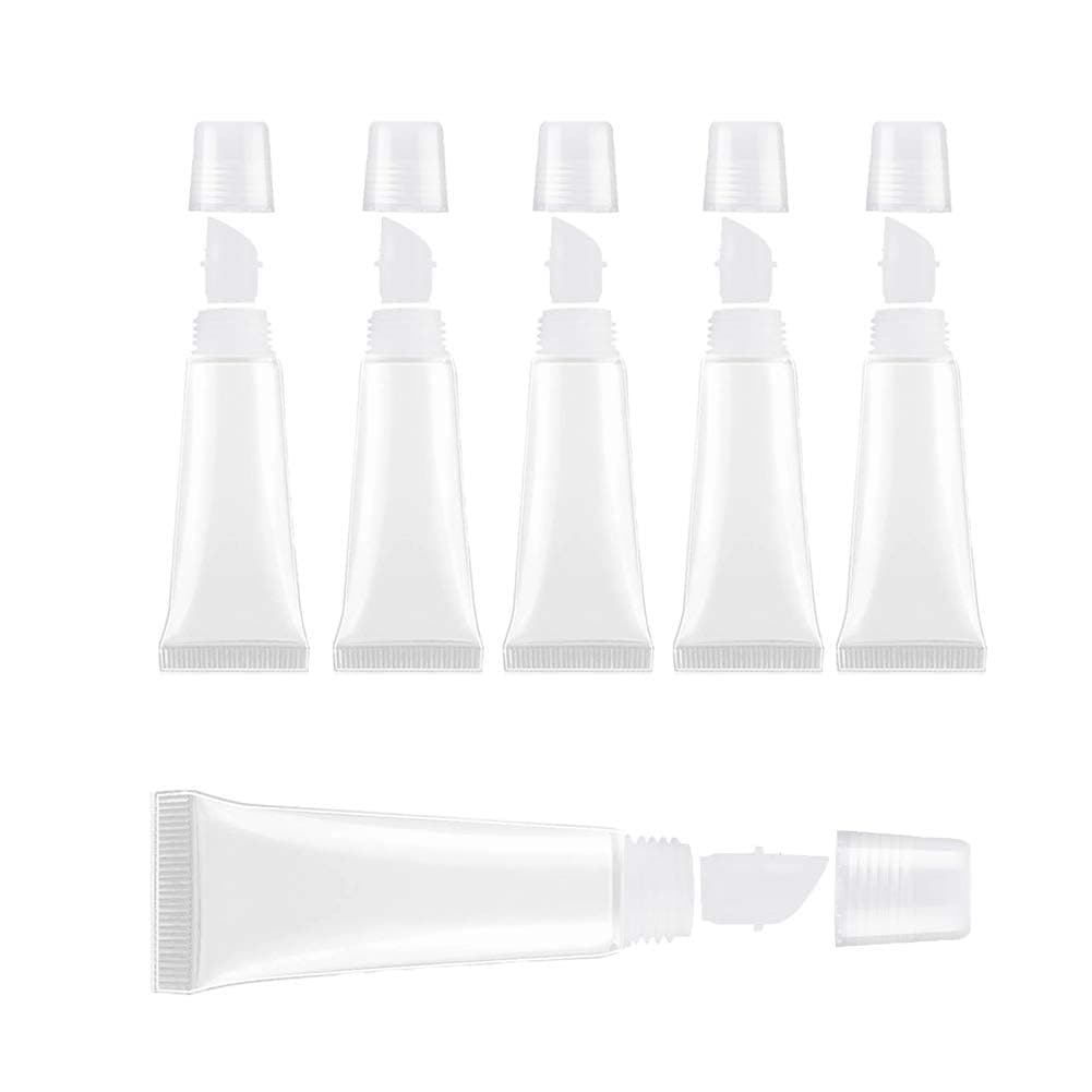 6 PCS Empty Lip Gloss Tubes 8ml Clear Soft Mini Cosmetic Containers Refillable Lip Balm Squeeze Tube for DIY Lip Gloss Balm Makeup Travel Toiletries