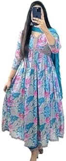 KD Women's Anarkali Floral Printed Kurta Pent Set with Dupatta Anarkali Kurta for Women | Kurta Set | Ethnic Set | Dupatta Set